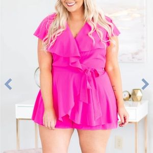Chic Soul 2xl, fits like an XL! Hot Pink Romper.